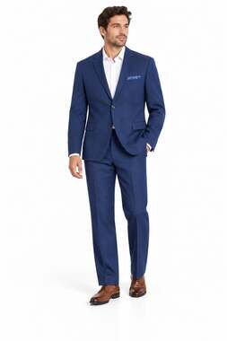 Perry Ellis Premium Slim Fit Blue Wool Blend 2 Piece Suit 44S 38W